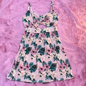 Empyre Pink and Blue Floral Patterned Dress w/ Triangle Cutout Fully Adj Straps